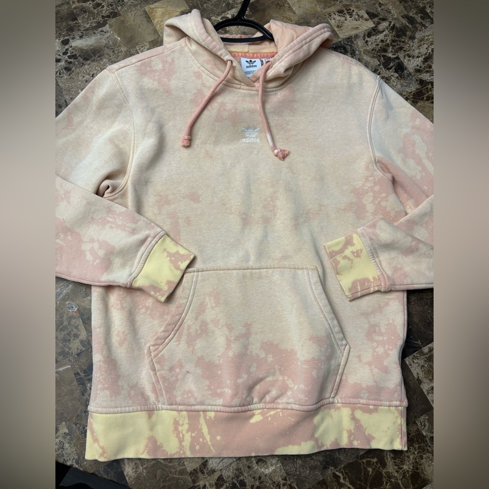Adidas Light Peach Tie-Dye Hoodie small - medium